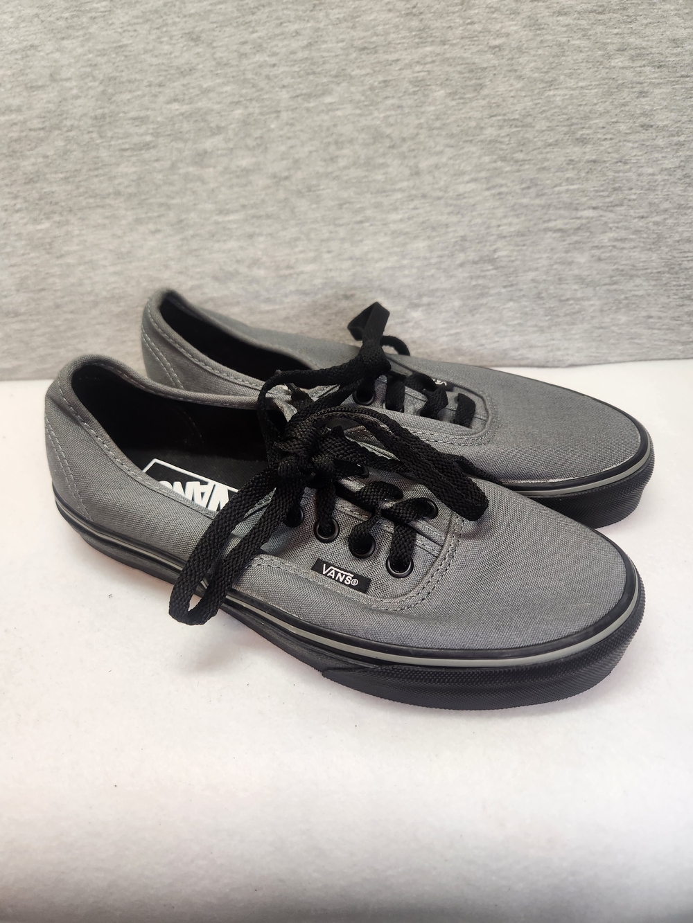 Vans Gray Canvas Low-Top Sneakers with Black Soles
